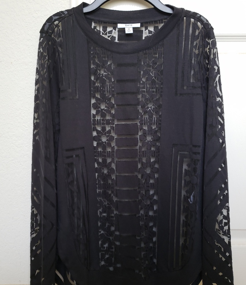 Bar III Sheer Geometric Top